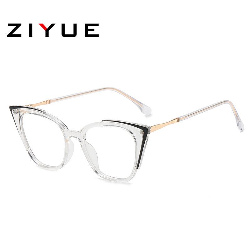 Women's Cat-Eye Prescription Glasses with Spring Hinge, Anti-Blue Light Slimming Design for Larger Faces.