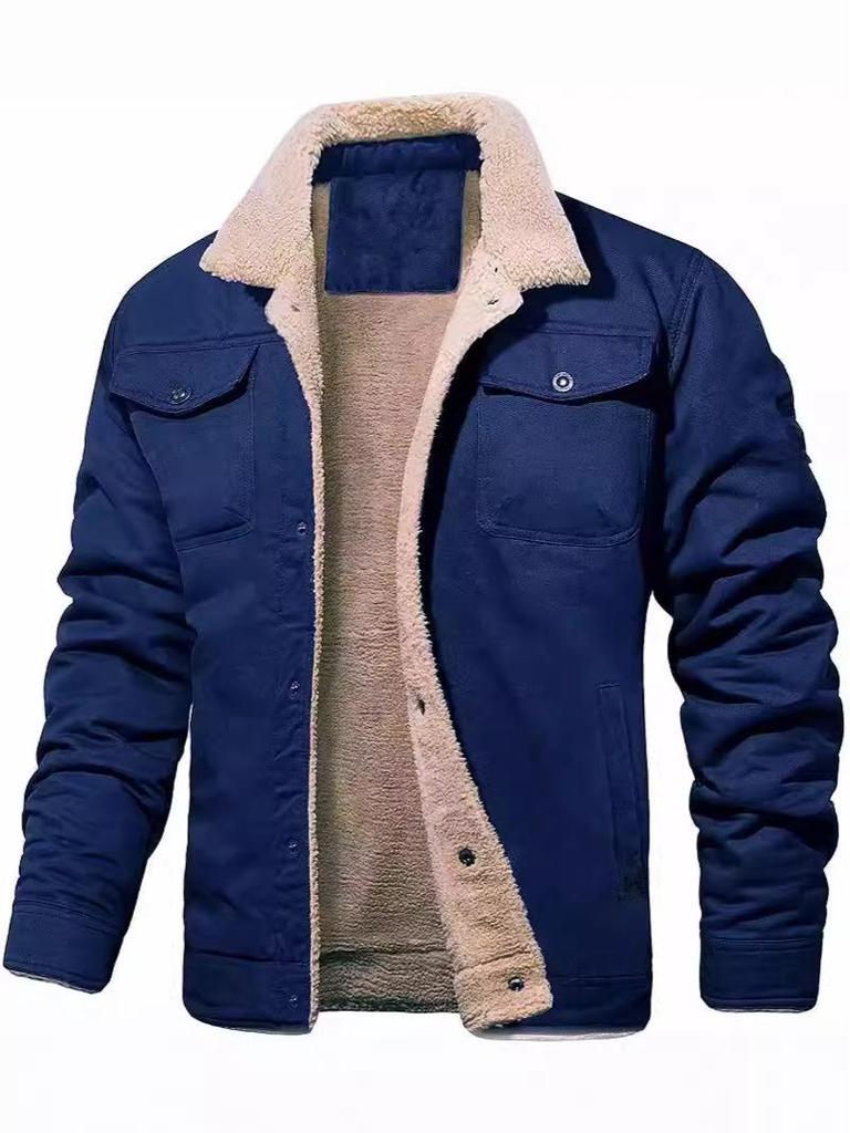 Men's Plus Velvet Autumn-Winter Cotton Workwear Coat - High Quality, European Large Size, Stylish & Handsome