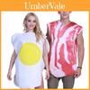 Conjunto de Fantasia de Casal Ovos de Halloween Bacon com Material Composto para Cosplay e Apresentação de Palco