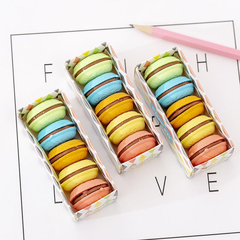 Macaron Sandwich Cookie Erasers - Cute Stationery for Kids Box of 5 erasers как
