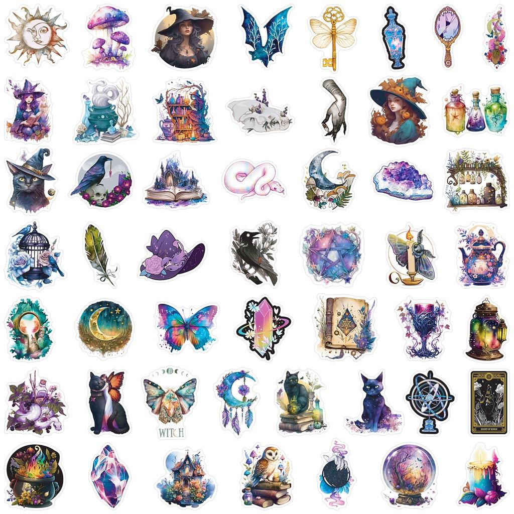 50PCS Cartoon Gothic Witch Waterproof Decorative Graffiti Stickers For Helmet Bicycle  Pencil Case Decals AnimeWorlds Store