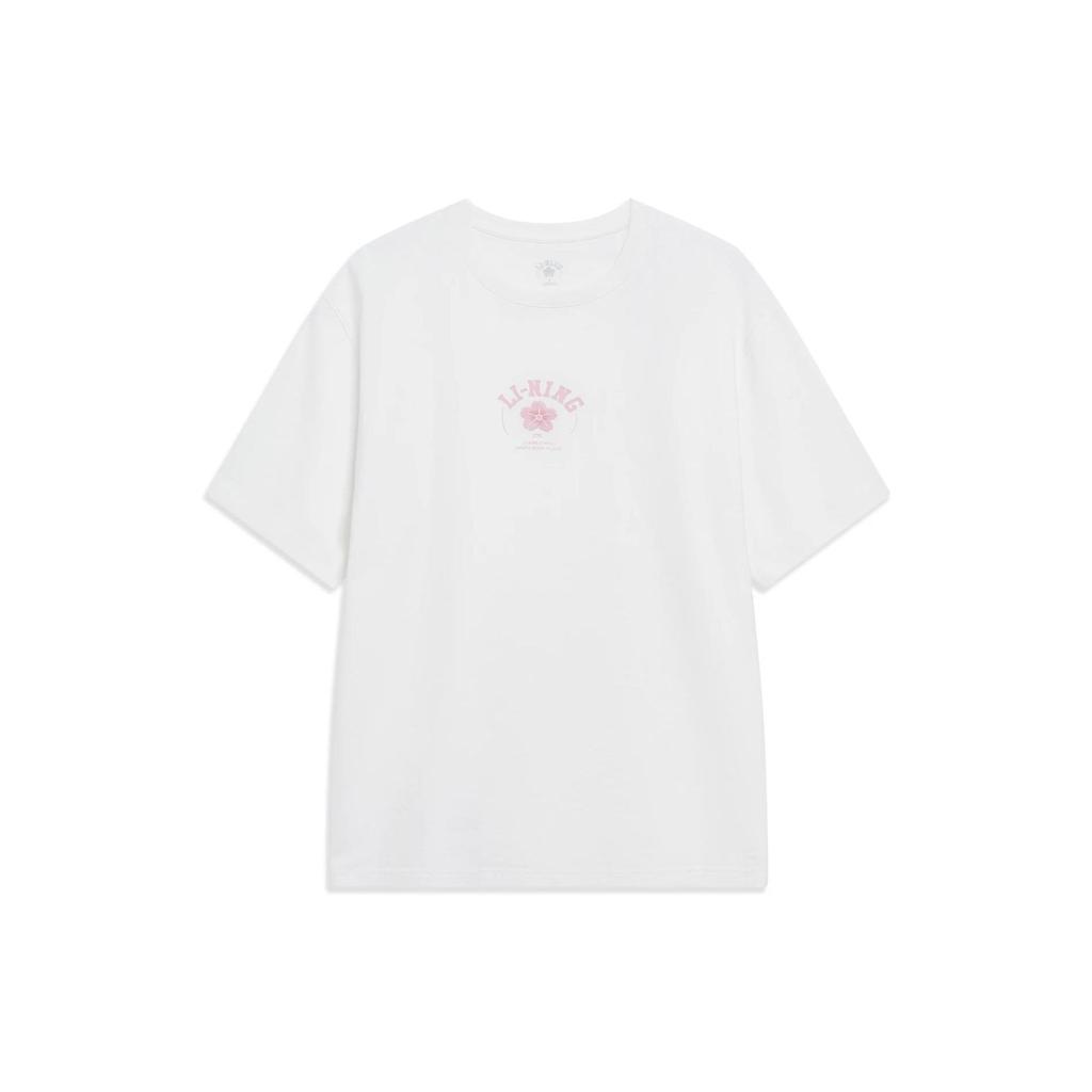 Li Ning Sports Lifestyle Series Logo Print Round Neck Short Sleeve T-Shirt Men Tops Off-White AHST207-1