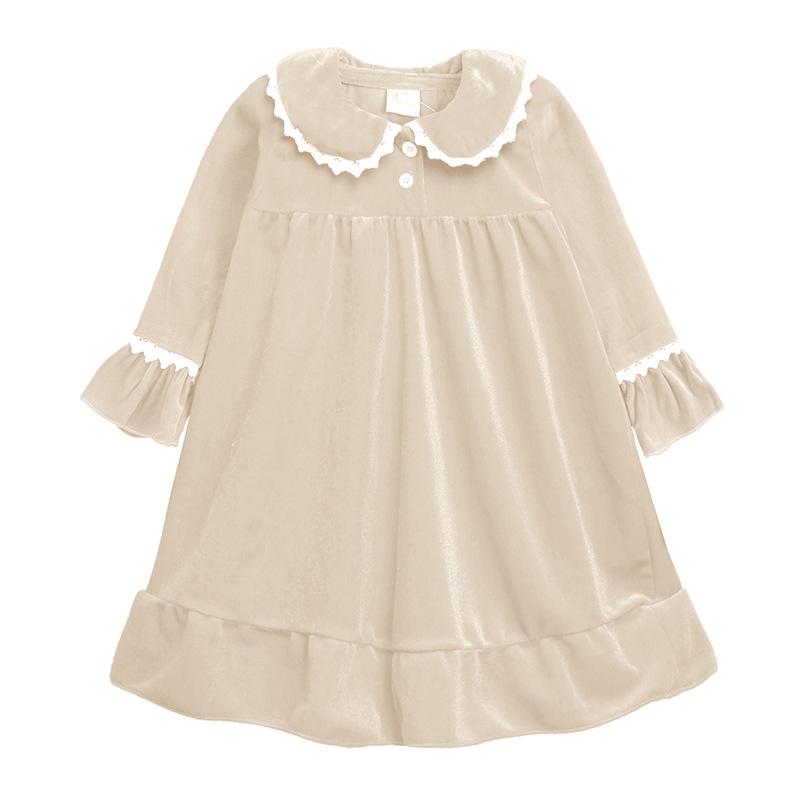Children's Gold Velvet Pajamas - Autumn/Winter Homewear for Boys and Girls