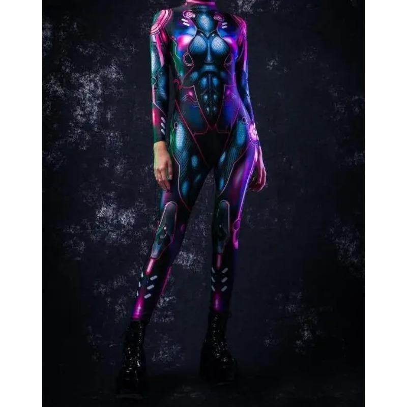 

Разноцветный косплей с 3D принтом, женский сексуальный костюм зентай, комбинезоны для Хэллоуина, карнавала, праздничного наряда Kids XL 150cm