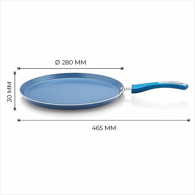 Blue Ceramic Non Stick Induction Dosa Tawa 28Cm
