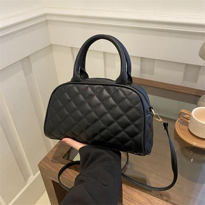 Rhombus Embroidery Thread Fashion Shoulder Messenger Bag Women'S Spring Foreign Style Messenger Bag Solid Color