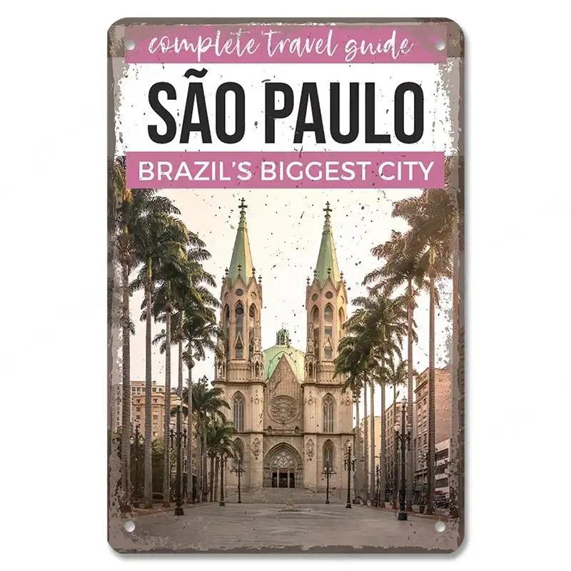 Vintage Brazil Travel Poster Country Flag Metal Tin Signs Retro Carnival Party Metal Plate For Club Home Bar Cafe ART Wall Decor