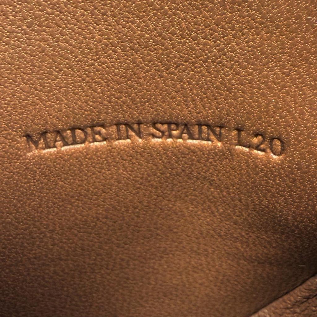 Excellent LOEWE Coin case Anagram Round Zip Leather Brown Sheepskin Leather Used