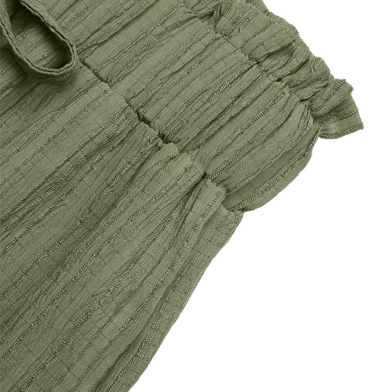 2026 Summer Casual Resort Trousers: Elastic Waist, Lace Patchwork, Solid Color, Wide Leg Pants
