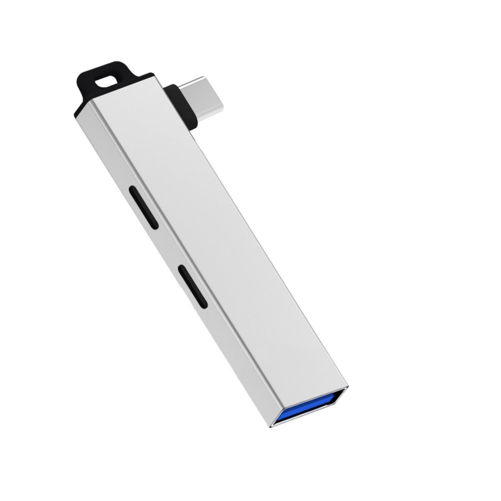 

Компактный хаб Type C с 2 портами Type C и USB3.0, адаптер, разветвитель USB C, адаптер USB C для совместимости с ноутбуком и планшетом серебряный