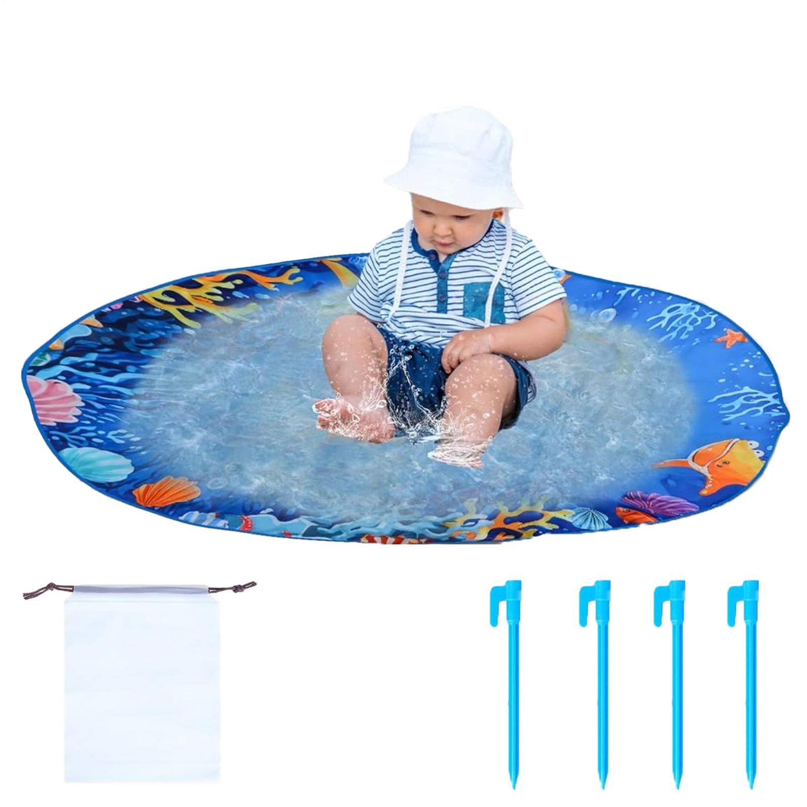 

150cm Beach Kiddie Pool Beach Puddle Wading Pools with Carrying Bag Waterproof Outdoor Water Play Sand Toy for Picnic Travel CN