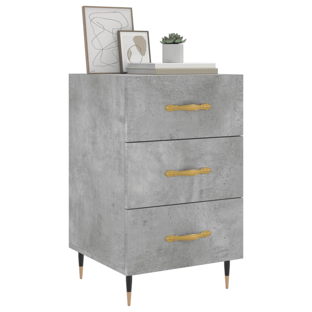 Nightstand Concrete Gray 40x40x66 cm Wood Based Material
