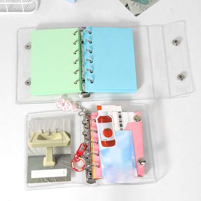 Clear Binder Covers A6/A7 6-Ring Clear PVC Notebook Loose Leaf Binder Cover Loose Leaf Folder for Document Photo Ticket Expense