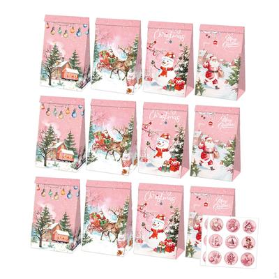 12 Pack Christmas Gift Bags for Treats, Portable Storage Options, Party Favor Supplies