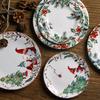 European & American Ceramic Christmas Dinner Plate - Creative Underglaze Decorative Round Dessert Plate