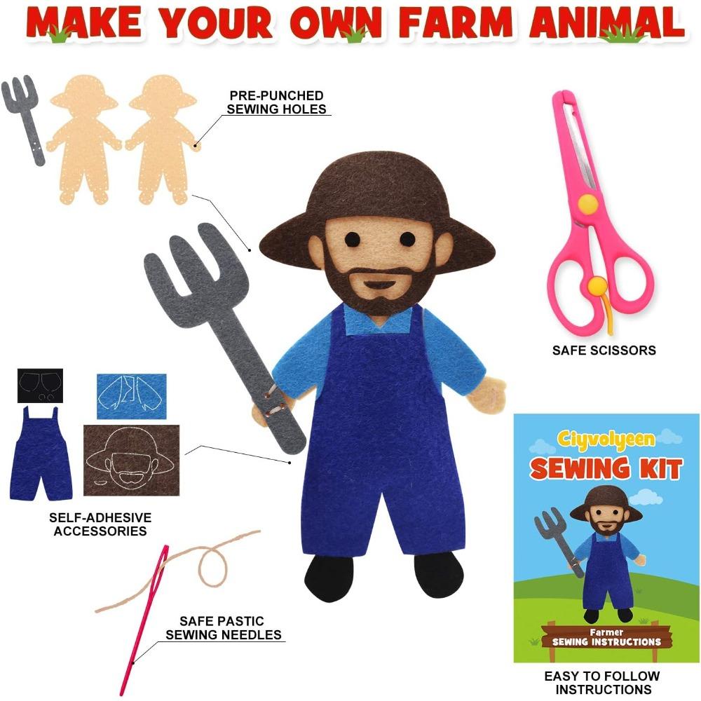 Farm Animals Sewing Craft Kit Felt Animal DIY Craft Sewing Kit for Girls and Boys Educational Sewing Kit for Kids