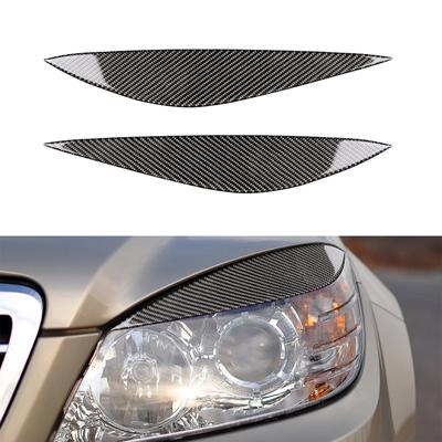 ABS Carbon Fiber Car Headlight Lamp Eyebrow Eyelid Eyebrows Sticker For Mercedes-Benz C Class W204 C180 C200 C260 C300 C63