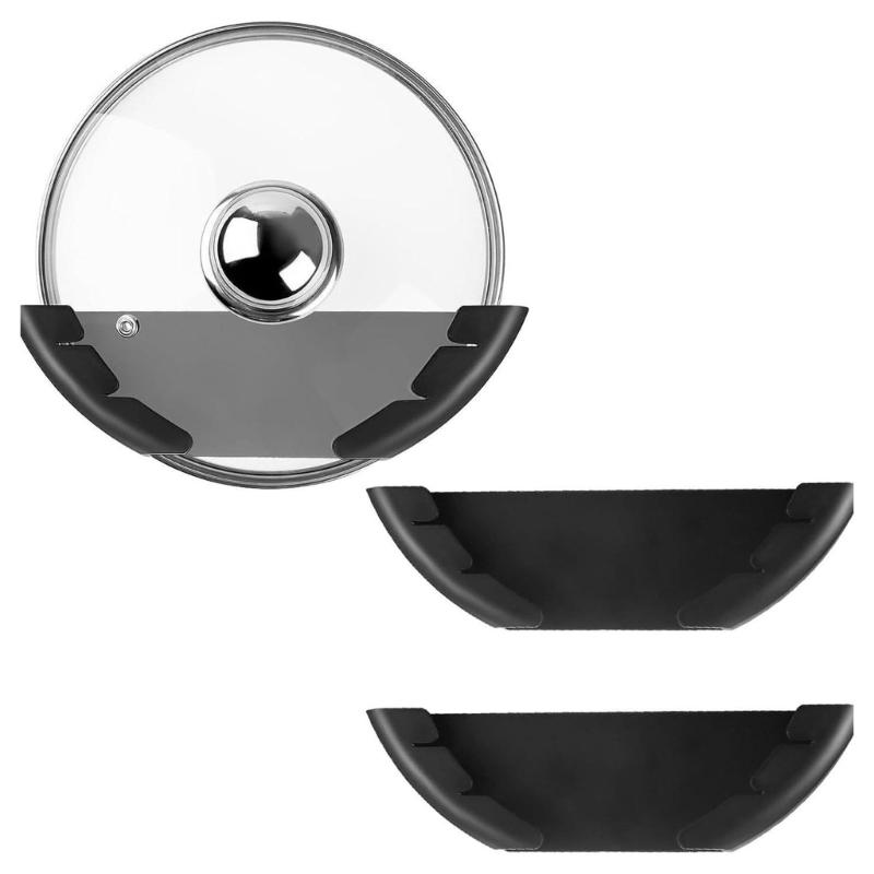 Küchenaufbewahrung Topfdeckel-Organizer 3 Stück Wandmontierter Pfannendeckelhalter Regal Haken für 6 bis 13,5 Zoll Deckel in Schränken