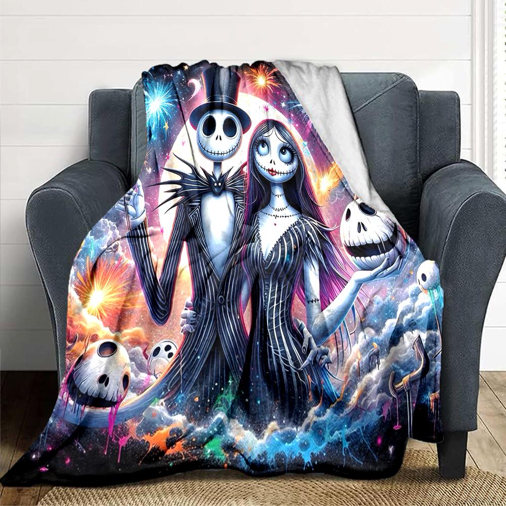 1Pc Christmas Nightmare Before Christmas Blanket Soft Throw Blanket For Home Bedroom Bed Sofa Travel Office Solid Christmas Blanket