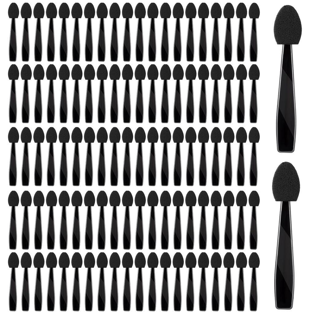 100 Pcs Black Eyeshadow Applicators, Disposable Mini Eyeshadow Brush Portable Travel Eye Shadow Applicator Sticks Multipurpose Eye Lips Makeup