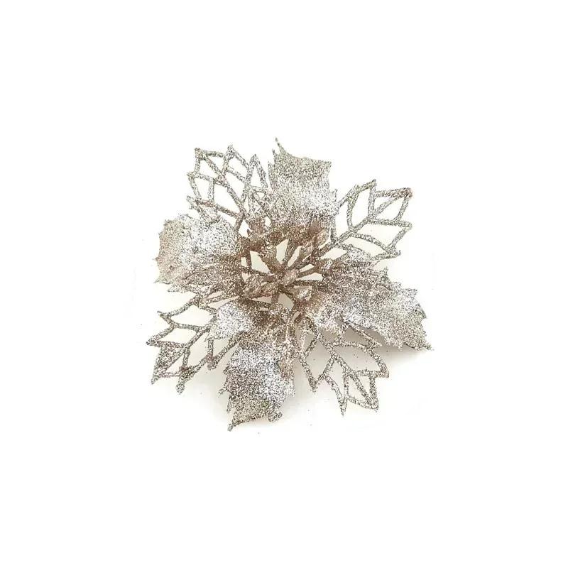 

1/5pcs 10cm Christmas Decoration Glitter Flowers Christmas Tree Pendant for Home Decor Xmas Navidad New Year 2026 Ornaments 1pcs