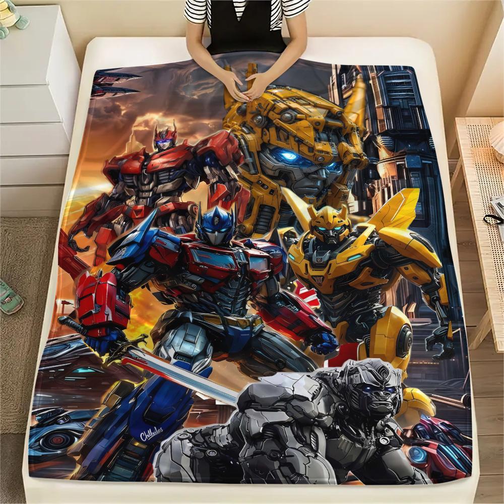 1Pc Transformer Robot Print Flannel Blanket, High Quality Comfortable for All Seasons, Home Decor, Warmth and Comfort, Perfect for Christmas Gifts