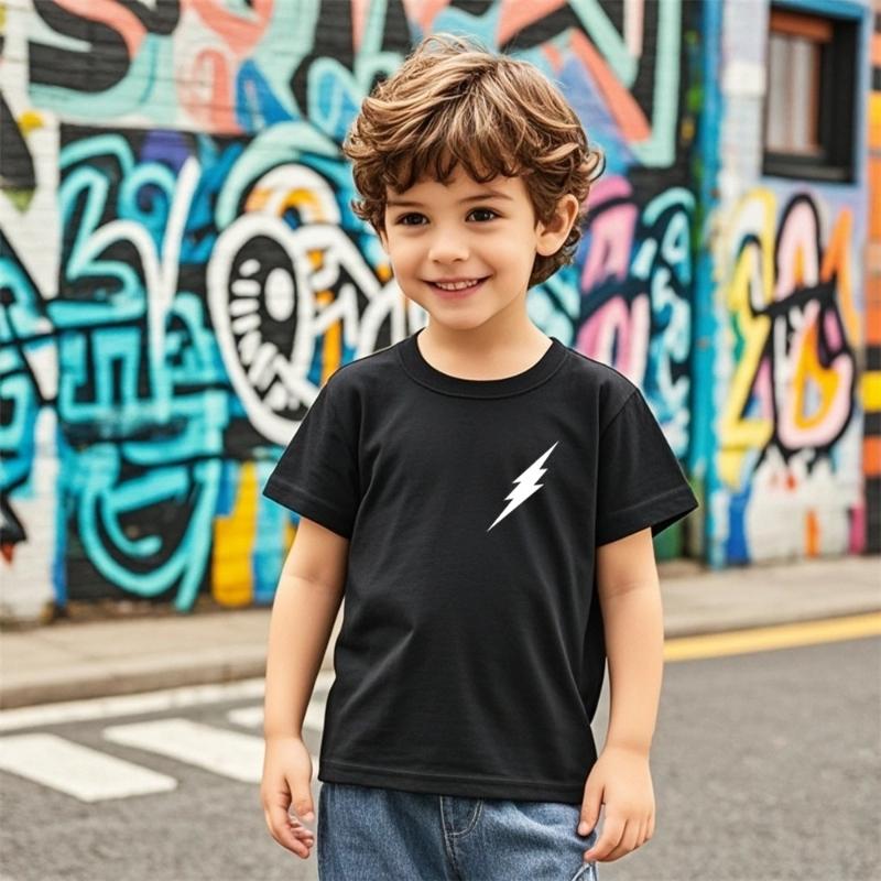T-shirt à Manches Courtes en Coton pour Enfants avec Imprimé Graphique Écouteurs de Musique pour Ados Vêtements d'Été Décontractés à la Mode pour Garçons et Filles