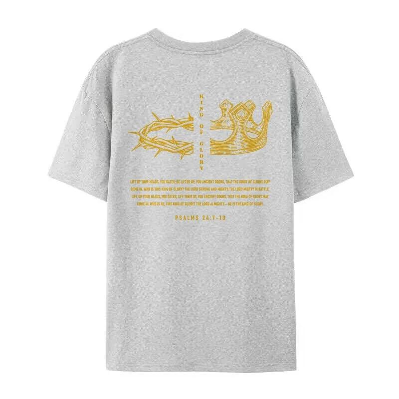 

King of Glory Graphic Tees Religious Christian TShirts for Women Vintage Jesus Faith Unisex Top Loose Bible Verse T Shirt S