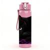 1PC Sleepy Black Cat Resting Portrait Print 750ml Color Plastic Sports Water Bottle Leakproof Flip Straw Lid Suitable for Sports Office Home Use