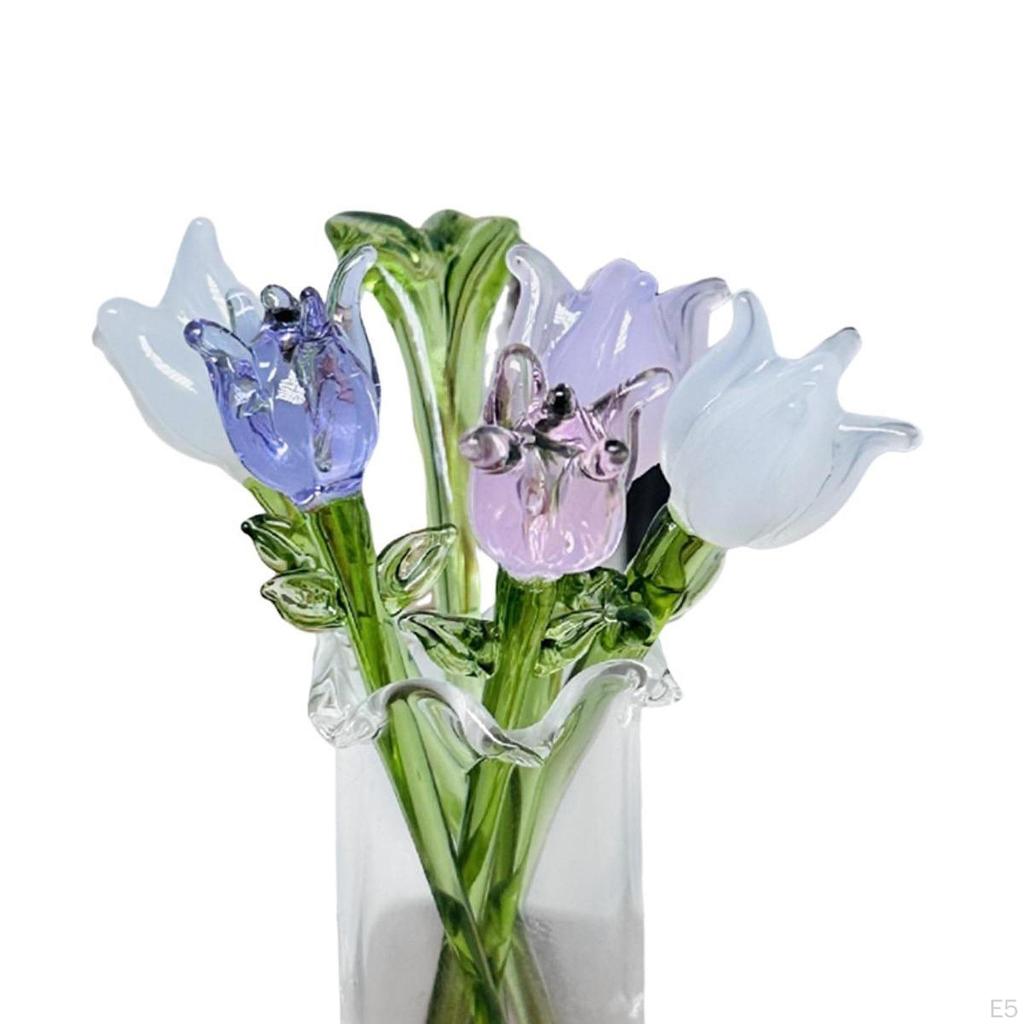 Artificial Flower Bouquet in Vase, Collectible Figurines for Home Decor Gifts
