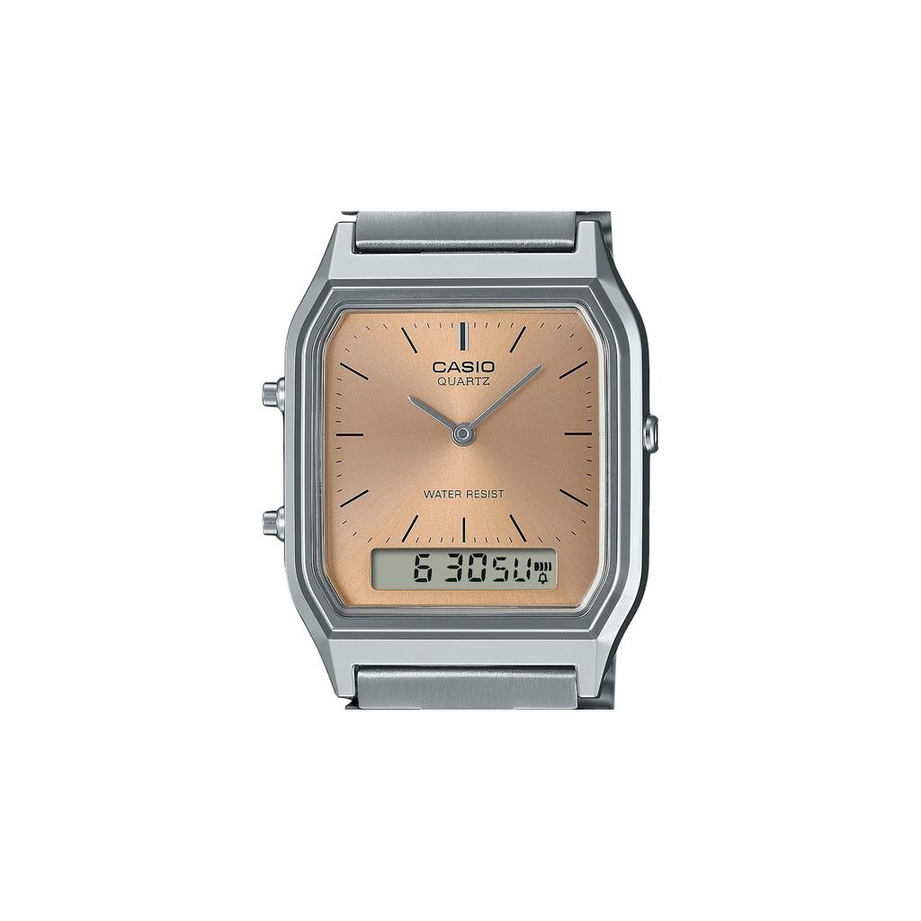 Casio Vintage Analog Digital Light Copper Dial Dual Time Quartz AQ-230A-4AMQY Unisex Watch