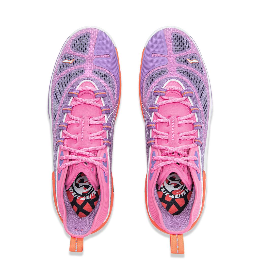 New LiNing BadFive Hunter 1 Super Cushioning Slip Resistant Breathable Rebound Low Top Basketball Shoes Men's Purple Pink ABFV007-2
