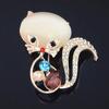 Crystal Cat's Eye Fox Brooch: Versatile Animal Lapel Pin & Scarf Buckle