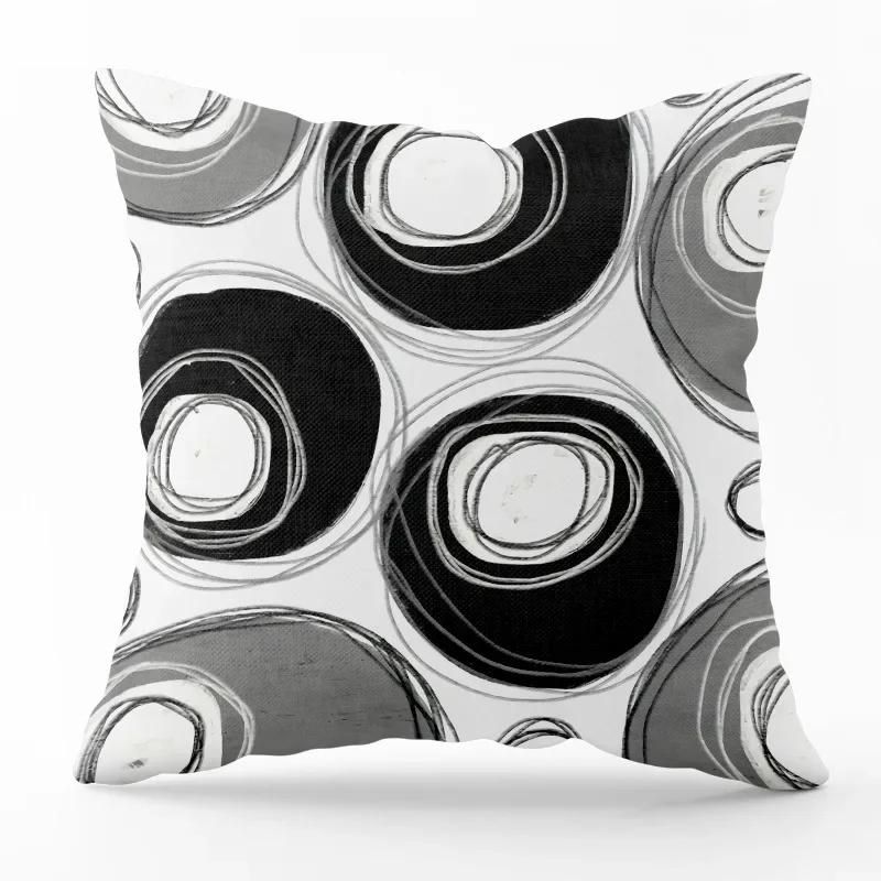 Nordic Minimalist Gray Geometric Printed Pattern Square Cushion Cover for Home Living Room Sofa Chair Decorative Pillowcase