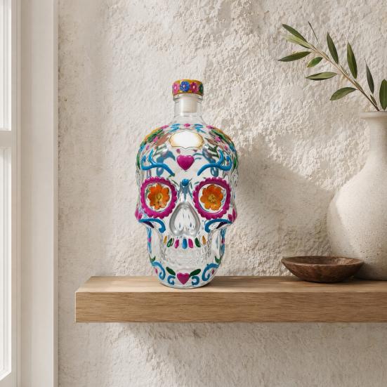 Yousheng Skull Shape Glass Whiskey Decanter, 350ml Liquor Bottle with Stopper, 3D Gothic Home Bar Decor, Unique Gift for Men