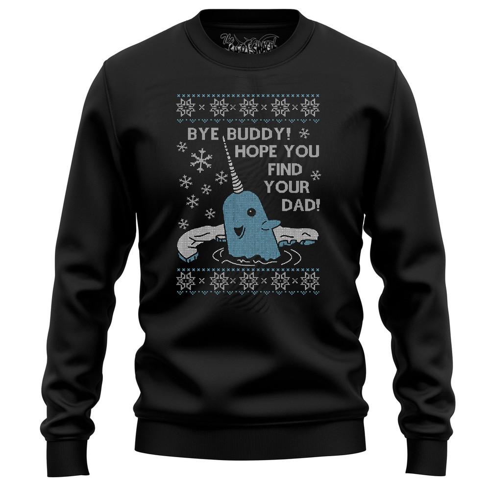 

Bye Buddy Narwhal Funny Sweater - Ugly Christmas Vibes! 100% Cotton, Unisex Desi 3XL