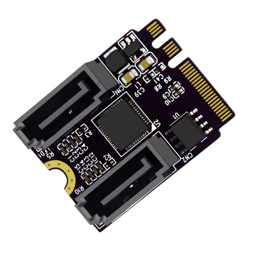 Cablecc NGFF Key A+E PCI Express To SATA 3.0 6Gbps Dual Port Adapter Converter Hard Drive Expansion Card JMB582 2230