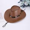 Big Edge Belt Western Cowboy Hat Men's and Women's Spring and Autumn Outdoor Shade Knight Hat Hiking Hiking Sun Protection Hat