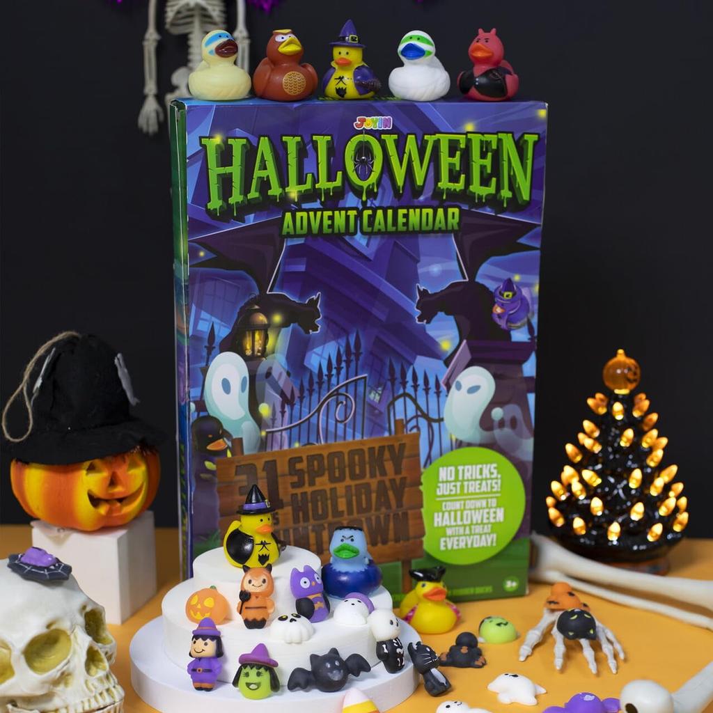 Joyfy 31 Pcs Halloween Advent Calendar Halloween Rubber Duck Advent Calendar for Halloween Countdown Calendar