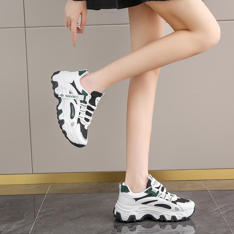 Women'S New Fashionable Versatile Sneakers Women Lightweight Breathable Mesh Casual Comfortable Shoes Platform Lace Up Shoes