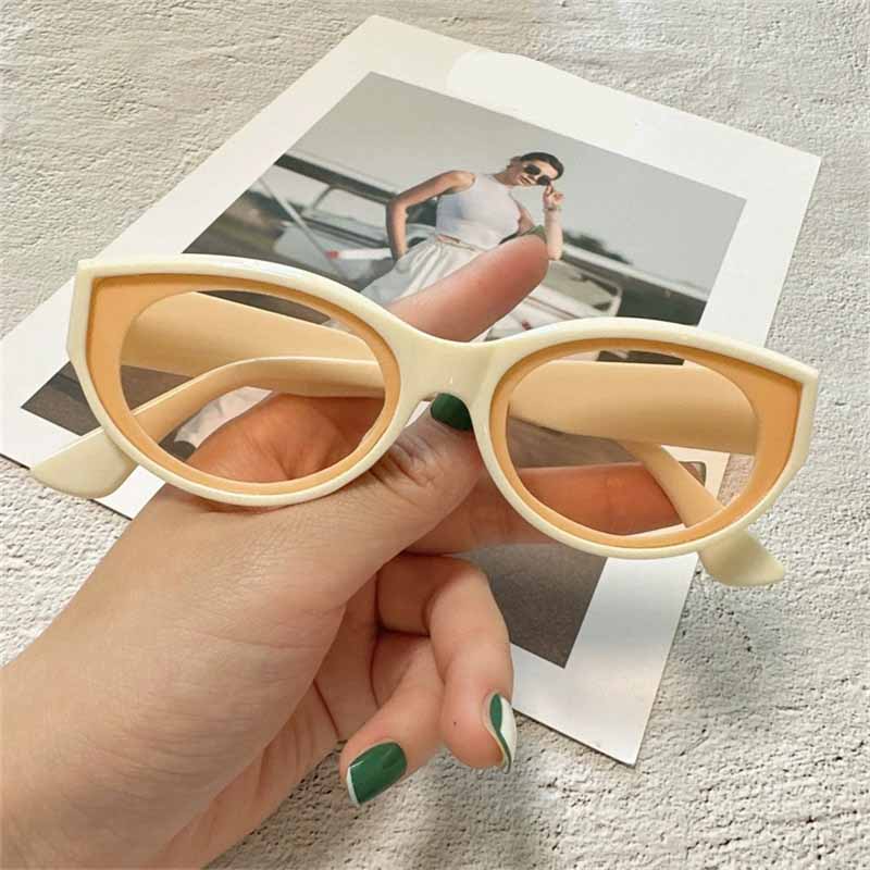 

Женские летние солнцезащитные очки Маленькая оправа Кошачий глаз Оттенки Ретро Хип-хоп Очки Модные летние аксессуары бежевый