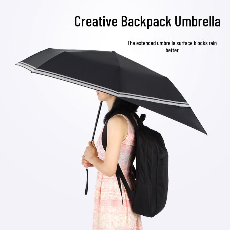 Creative Folding Backpack Umbrella: Manual Black Glue Business Umbrella for All Weather - Sunny & Rainy Days