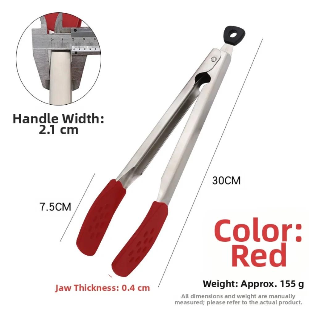 Food Tongs Heat Resistant Silicone & 304 Stainless Steel BBQ Tongs With Non-Slip Grip For Cooking Kitchen Cookware