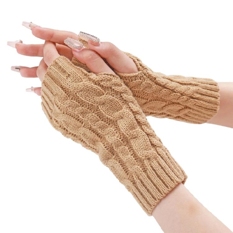 Winter Acrylic Fibre Arm Warmer Fingerless Design Stretchy Gloves Wrist Warmer for Women Outdoor Adventure Daily Wear