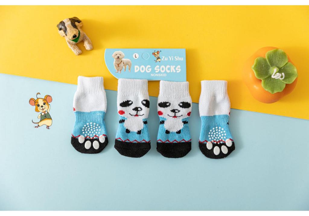 Four Seasons High-Quality Non-Slip Pet Socks for Small Dogs - Cotton Foot Covers for Teddy Dogs