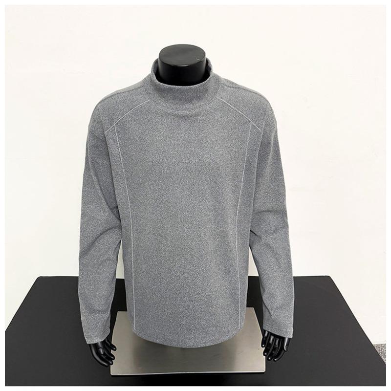 

Весна Осень Новая Американская Футболка с длинным рукавом Толстовка Топ для мужской стойки воротника Однотонный Повседневный Свободный Пуловер M серый