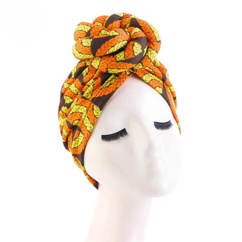 Chapéu Turbante Africano Estampado com Torção, Chapéu Turbante com Nó de Disco, Chapéu Nacional Popular na Europa e América