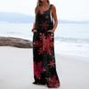Women's Christmas Print Solid Wide Leg Strapless Tank Pocket Casual Onesie