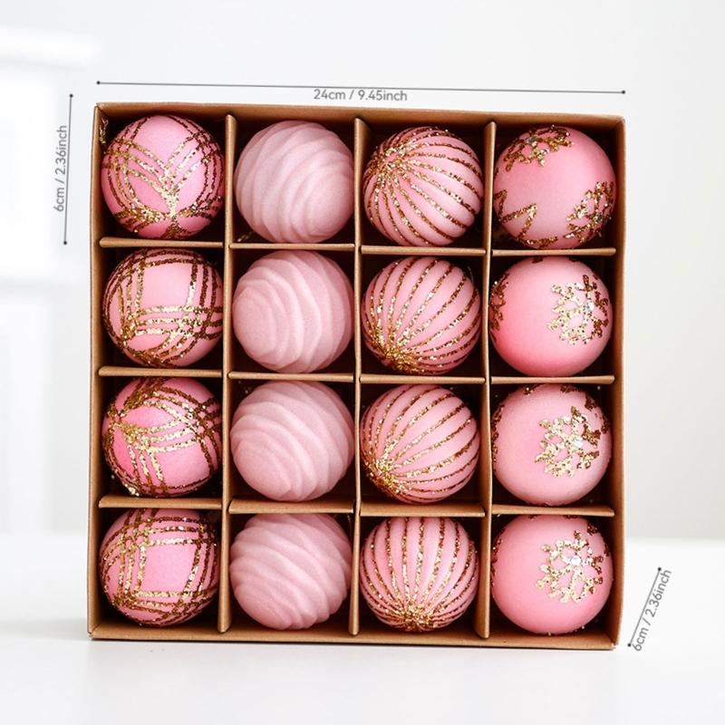 Set of 16 Baubles for Christmas Tree Handmade Decorations for Party and Home Colorful Hanging Pendants Embellishment