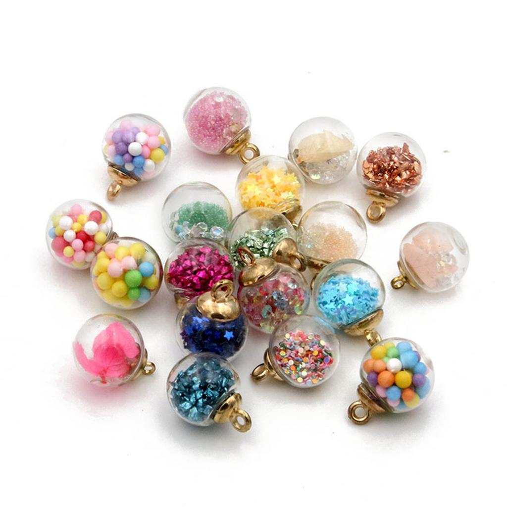 Z86 10Pcs Cute Mix Glass Bottles Milk Tea Cup Ball Earring Charms Diy Finding Keychain Bracelets Pendant For Jewelry Making Gift